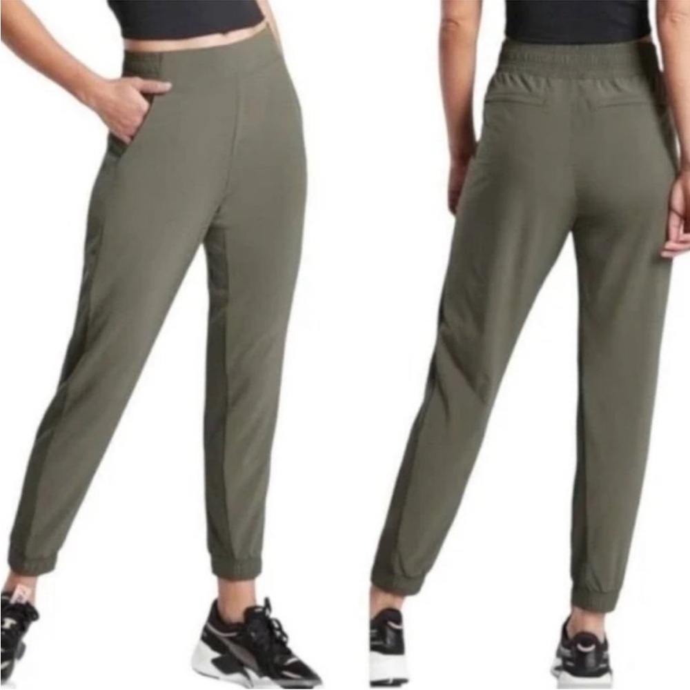 ATHLETA Textured Brooklyn Jogger Mountain Olive Active Travel Athleisure Size 4